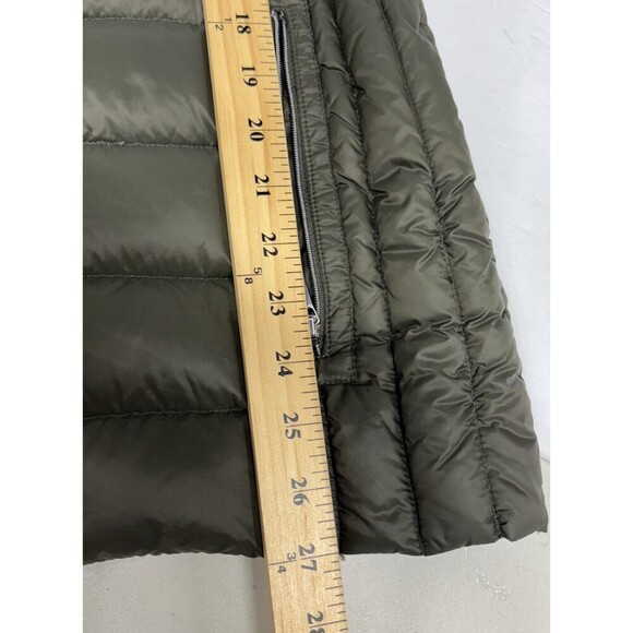 Michael Kors Womens Packable Hooded Down PufferJacket Size M Olive Logo Back Zip - Picture 15 of 16